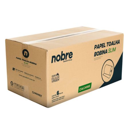 Imagem de PAPEL TOALHA BOBINA C/ 6 UND - 200 MTS SLIM 100% CELULOSE - NOBRE