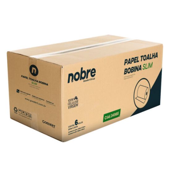 Imagem de PAPEL TOALHA BOBINA C/ 6 UND - 200 MTS SLIM 100% CELULOSE - NOBRE