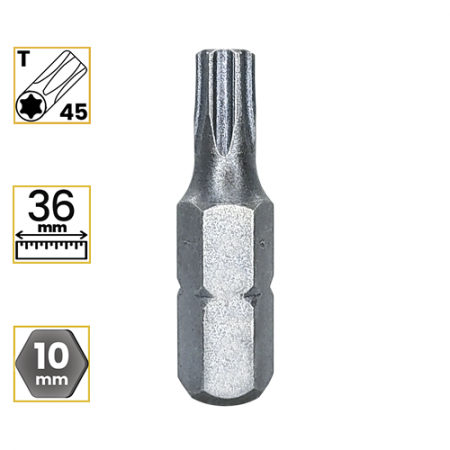 Imagem de BITS TORX CURTO PREMIUM T45 - Enc. 10mm x 36mm