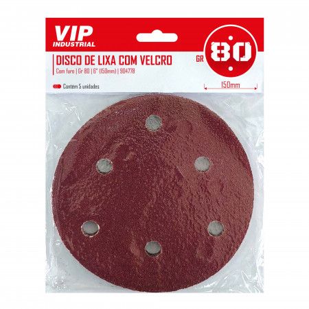 Imagem de DISCO DE LIXA C/ FURO - 6" (150m) GR 80 - C/5