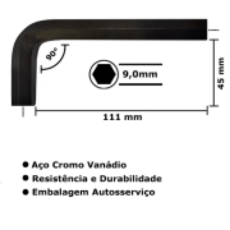 Imagem de CHAVE ALLEN "L" - 9mm x 120mm