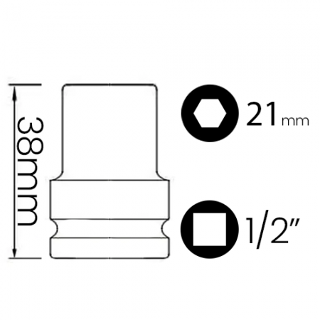 Imagem de SOQ SEXT MANUAL CURTO 21mm - Enc. 1/2" x 38mm