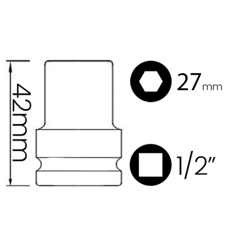 Imagem de SOQ SEXT MANUAL CURTO 27mm - Enc. 1/2" x 42mm