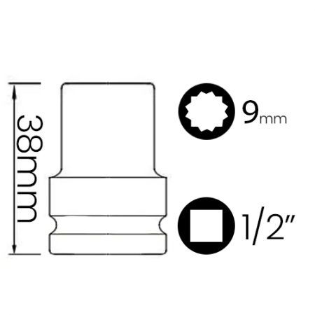 Imagem de SOQ EST MANUAL CURTO 9mm - Enc. 1/2" x 38mm