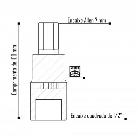 Imagem de SOQ ALLEN MANUAL LONGO 7mm - Enc. 1/2" x 100mm