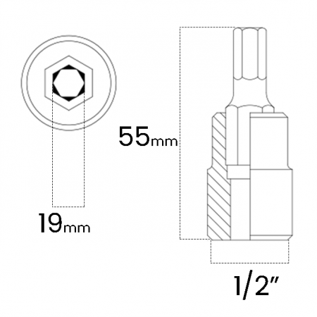 Imagem de SOQ ALLEN MANUAL CURTO 19mm - Enc. 1/2" x 55mm