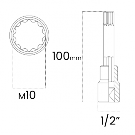 Imagem de SOQ MULTID MANUAL LONGO M10 - Enc. 1/2" x 100mm