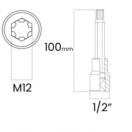 Imagem de SOQ RIBE MANUAL LONGO M12 - Enc. 1/2" x 100mm