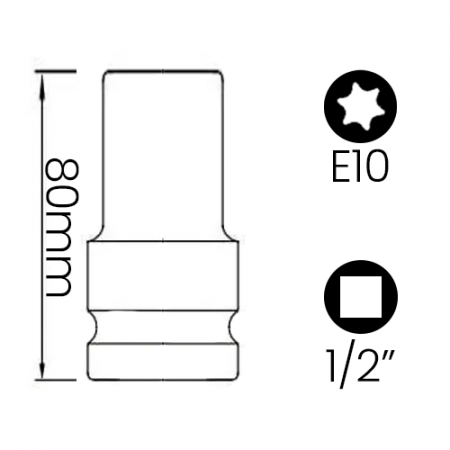 Imagem de SOQ TORX FÊMEA E10 - Enc. 1/2" x 80mm