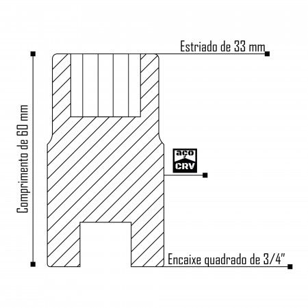 Imagem de SOQ EST MANUAL CURTO 33mm - Enc. 3/4" x 60mm