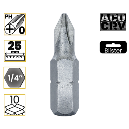 Imagem de BITS PHILLIPS PH0 - Enc. 1/4" x 25mm [C/10]