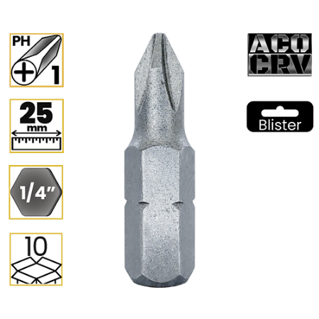 Imagem de BITS PHILLIPS PH1 - Enc. 1/4" x 25mm [C/10]